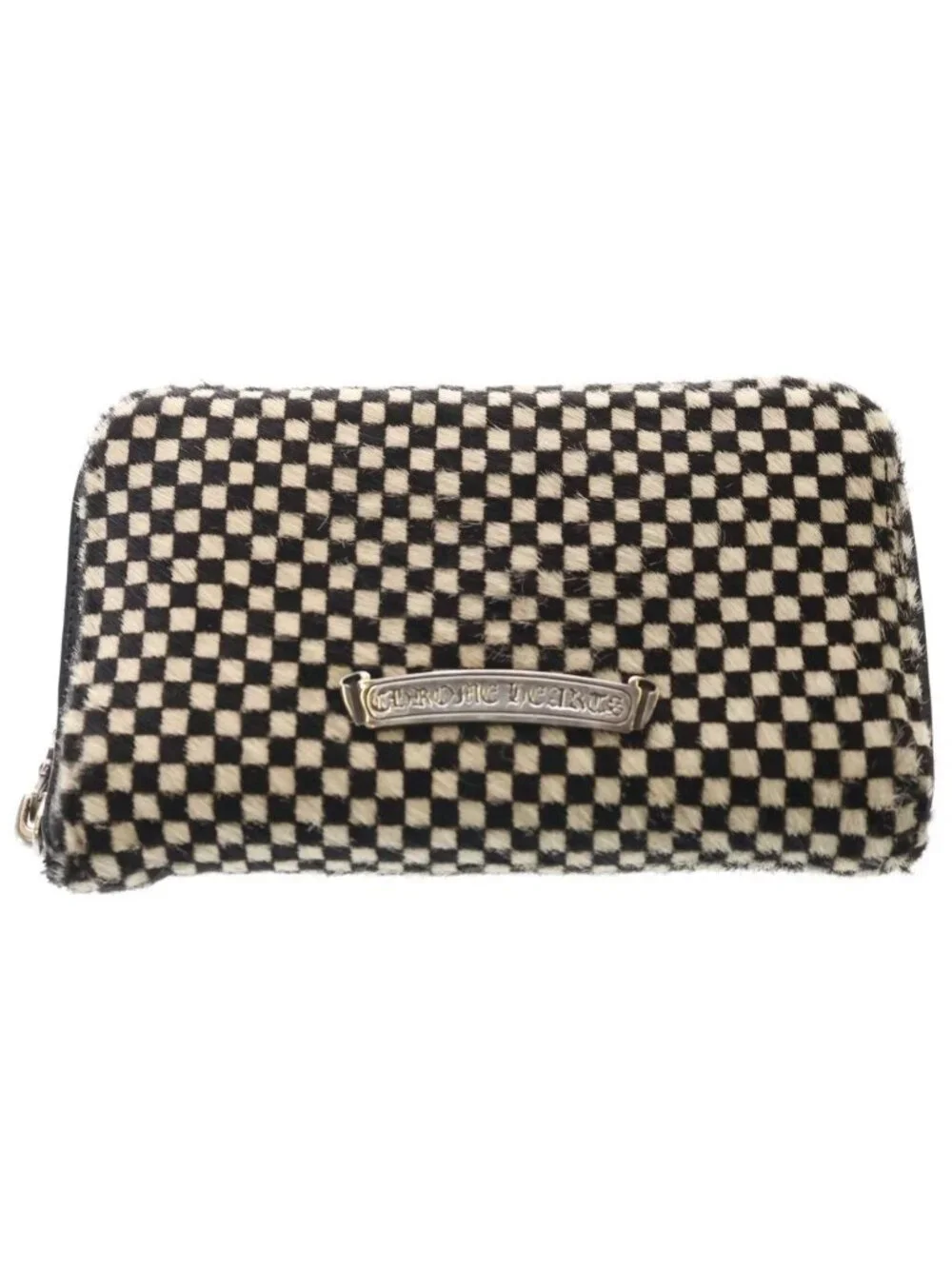 Chrome Hearts Rec Zip Mini Round Zip Calf Hair Leather Wallet